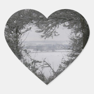Black and White Love Snow Heart Hart Sticker