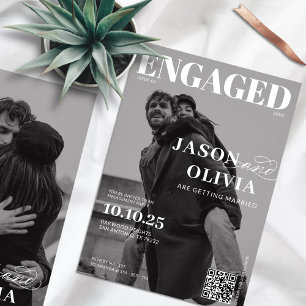 Black and White Magazine Hoesje Engagement Party Kaart