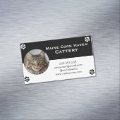 Black and White Maine Coon Customizable Magnetisch Visitekaartje (Voorbeeld)