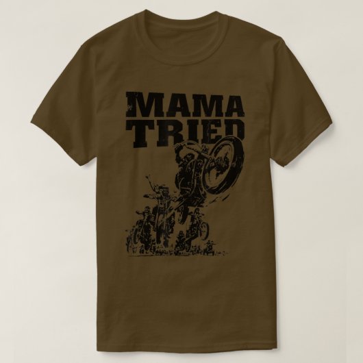 Black and White Mama Tried Love Country Music Moto T-shirt (Design voorkant)