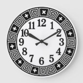 Black and white mandala ethnic floral bohemian grote klok (Voorkant)