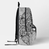 Black and White Mandala Mermaid Webbing Boho Chic Bedrukte Rugzak (Links)