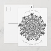 Black and White Mandala Trippy Psychedelic Hippie Briefkaart (Voorkant / Achterkant)