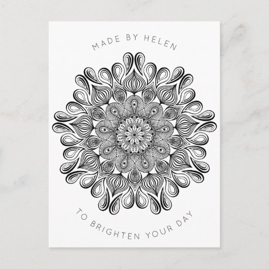Black and White Mandala Trippy Psychedelic Hippie Briefkaart (Voorkant)