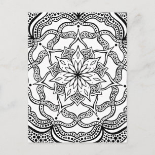 Black and White Mandala Trippy Psychedelic Hippie Briefkaart