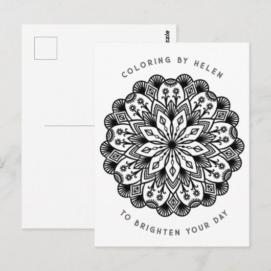 Black and White Mandala Trippy Psychedelic Hippie Briefkaart (Voorkant / Achterkant)