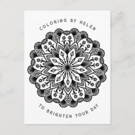 Black and White Mandala Trippy Psychedelic Hippie Briefkaart