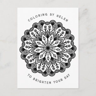 Black and White Mandala Trippy Psychedelic Hippie Briefkaart