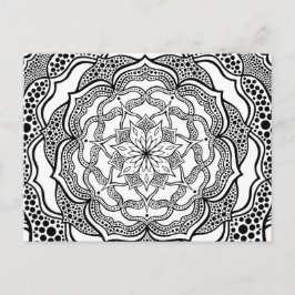 Black and White Mandala Trippy Psychedelic Hippie Briefkaart