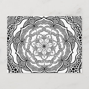 Black and White Mandala Trippy Psychedelic Hippie Briefkaart