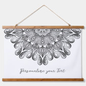 Black and White Mandala Trippy Psychedelic Hippie Hangend Wandkleed (Voorkant)