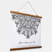 Black and White Mandala Trippy Psychedelic Hippie Hangend Wandkleed (Gebogen)