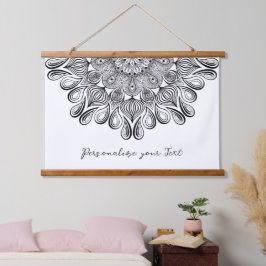 Black and White Mandala Trippy Psychedelic Hippie Hangend Wandkleed