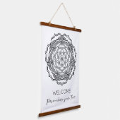 Black and White Mandala Trippy Psychedelic Hippie Hangend Wandkleed (Gebogen)