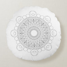 Black and White Mandala v2 Round Pillow