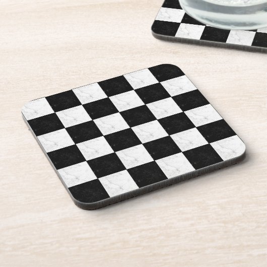 Black and White Marble Beverage Coaster Bier Onderzetter (Linkerzijde)