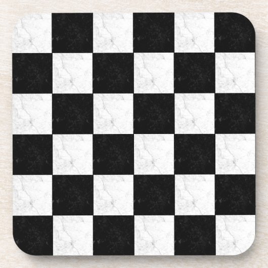 Black and White Marble Beverage Coaster Bier Onderzetter (Voorkant)