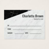Black and White Marble Business Gift Certificate Visitekaartje (Achterkant)
