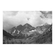 Black and White Maroon Bells Photo Poster