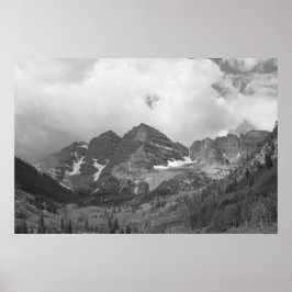 Black and White Maroon Bells Photo Poster
