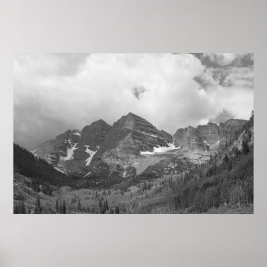 Black and White Maroon Bells Photo Poster (Voorkant)