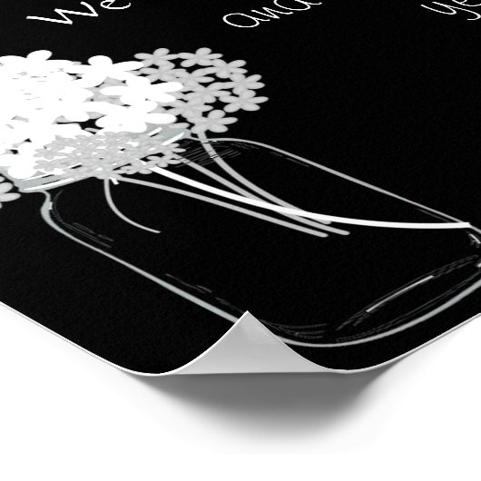 Black and White Mason Jar Wedding Bedankt Poster (Hoek)