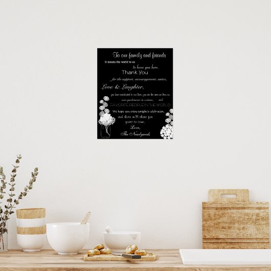 Black and White Mason Jar Wedding Bedankt Poster (Keuken)