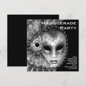 Black and White Masquerade Party Kaart (Voorkant / Achterkant)