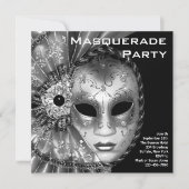 Black and White Masquerade Party Kaart (Voorkant)
