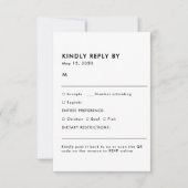 Black and White Meal Choice Wedding RSVP Card (Voorkant)