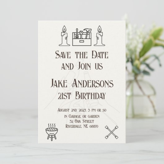 Black and White Mechanic Uitnodiging (Staand voorkant)