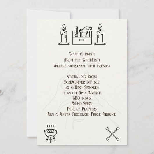 Black and White Mechanic Uitnodiging (Achterkant)