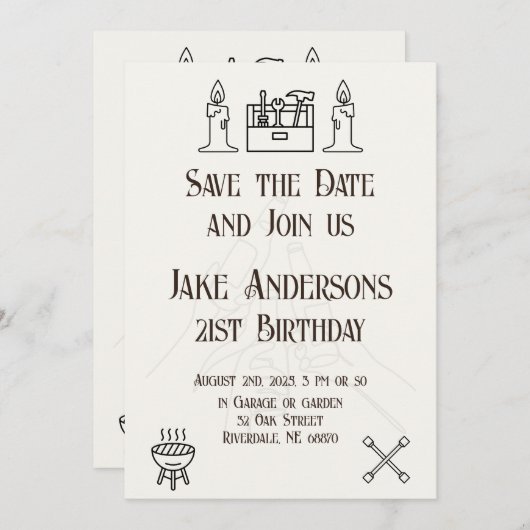 Black and White Mechanic Uitnodiging (Voorkant / Achterkant)