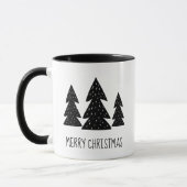 Black and White Merry kerst Whimsical Woodland Mok (Links)