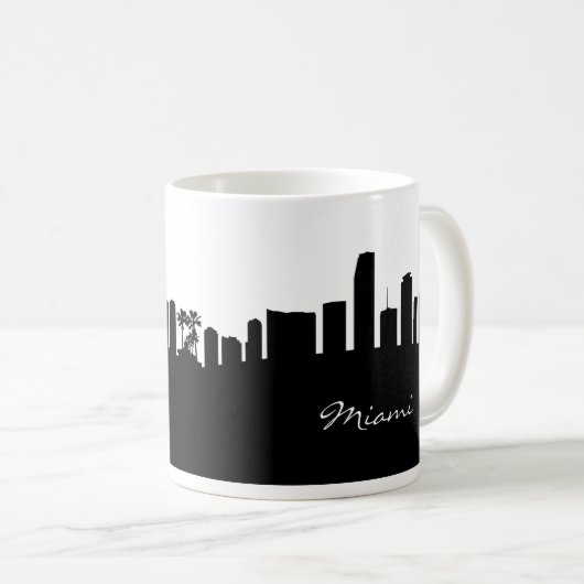 Black and White Miami Skyline Koffiemok (Voorkant rechts)