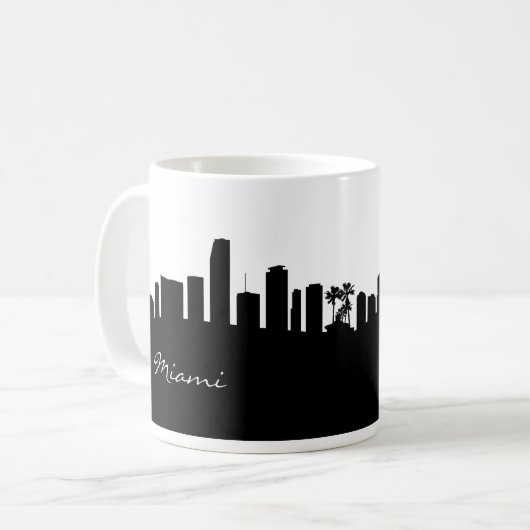 Black and White Miami Skyline Koffiemok (Voorkant links)