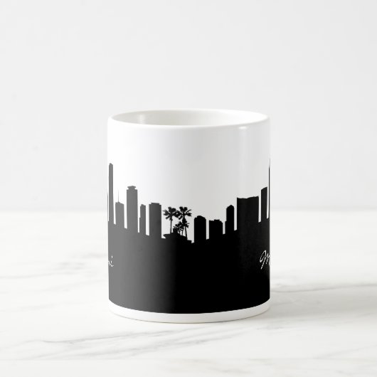 Black and White Miami Skyline Koffiemok (Center)