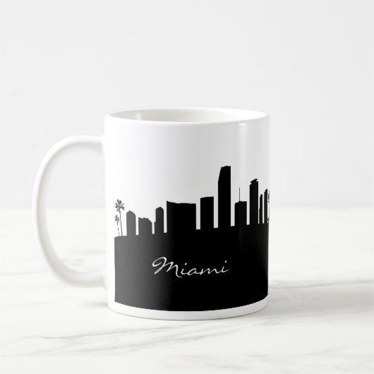 Black and White Miami Skyline Koffiemok (Links)