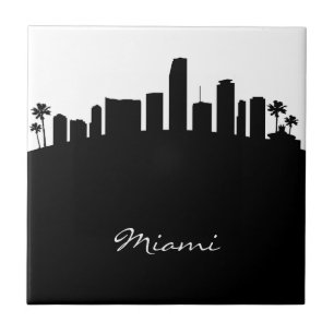 Black and White Miami Skyline Tegeltje