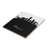 Black and White Miami Skyline Tegeltje (Zijkant)