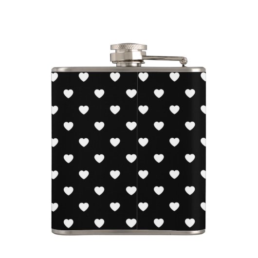 Black and White Mini Hearts Pattern Personalised Heupfles (Achterkant)