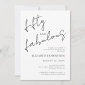 Black and White Minimal 50 and Fabulous Birthday Kaart (Voorkant)