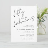 Black and White Minimal 50 and Fabulous Birthday Kaart (Staand voorkant)