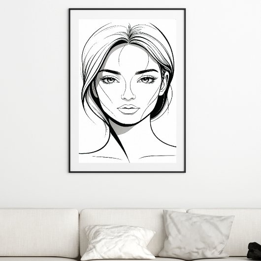 Black and White Minimal Woman Line Art Poster