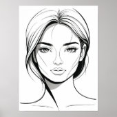 Black and White Minimal Woman Line Art Poster (Voorkant)