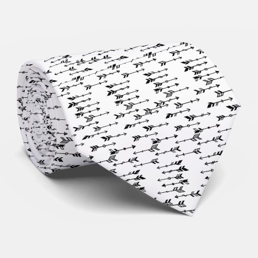 Black and white minimalist boho arrow pattern stropdas (Opgerold)