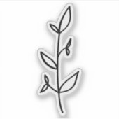 Black and White Minimalist Greenery Line Art Sticker (Voorkant)
