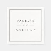 Black and White Minimalist Modern Wedding Servet (Voorkant)