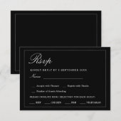 Black and White Minimalist RSVP Wedding Enclosure  Kaartje (Voorkant / Achterkant)