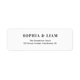 Black and White Minimalist Script Wedding Address Etiket